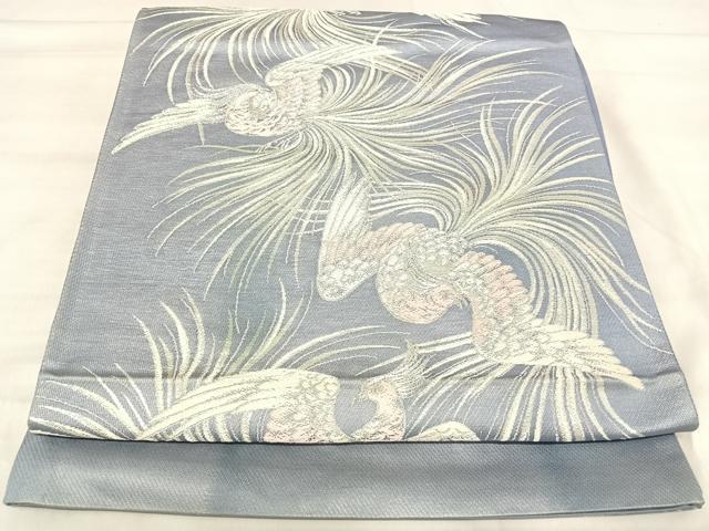 平和屋着物◎六通柄袋帯 唐織 鳳凰 銀糸 正絹 逸品 AABJ0638yx