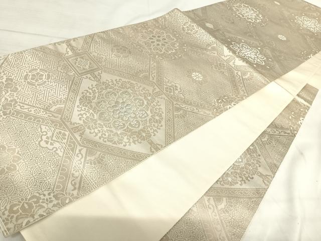 平和屋着物◎六通柄袋帯 蜀江花文 銀糸 正絹 逸品 AABJ0643yx