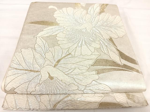 平和屋着物◎六通柄袋帯 花づくし 金銀糸 正絹 逸品 AABJ0648yx