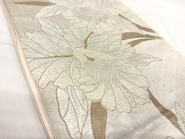 平和屋着物◎六通柄袋帯 花づくし 金銀糸 正絹 逸品 AABJ0648yx