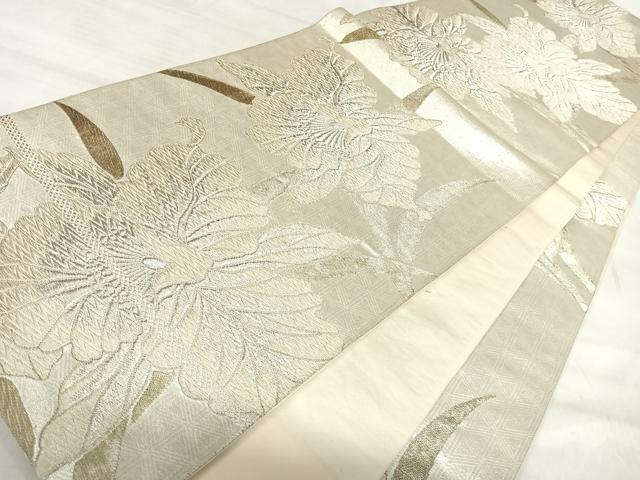 平和屋着物◎六通柄袋帯 花づくし 金銀糸 正絹 逸品 AABJ0648yx