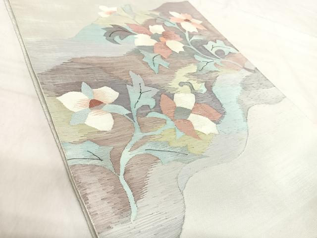 平和屋着物◎太鼓柄袋帯 すくい織り 道長花文 正絹 逸品 AABJ0649yx