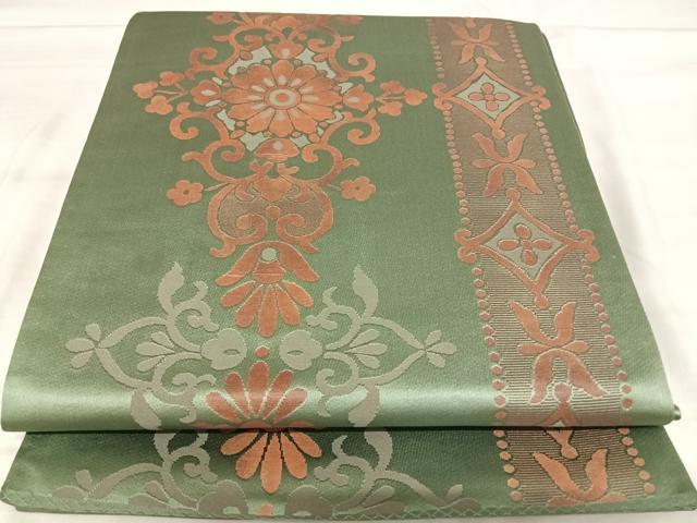 平和屋着物◎六通柄袋帯 花柄草間道 正絹 逸品 AABJ0663yx