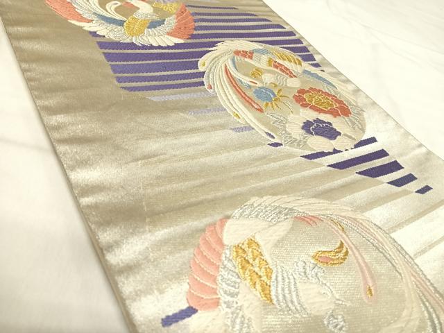 平和屋着物◎西陣 六通柄袋帯 唐織 鳳凰花丸文 金銀糸 正絹 逸品 AABJ0678yx