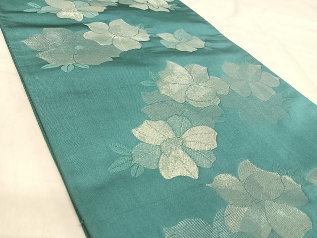 平和屋着物◎六通柄 京袋帯 こま錦 舞花文 銀糸 正絹 逸品 AABJ0685yx
