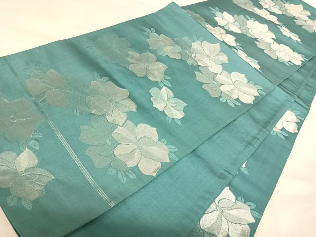 平和屋着物◎六通柄 京袋帯 こま錦 舞花文 銀糸 正絹 逸品 AABJ0685yx