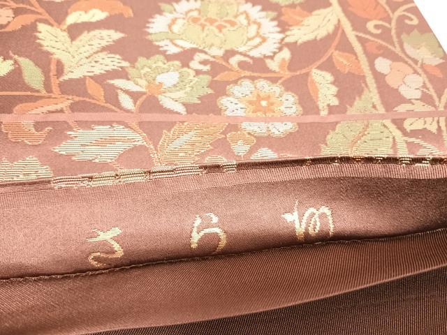 平和屋着物◎六通柄 本袋帯 更紗花文 金糸 正絹 逸品 AABJ0710yx