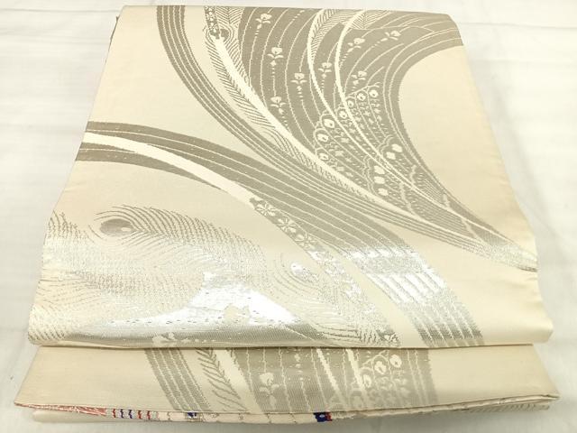 平和屋着物◎両面 六通柄袋帯 唐織 孔雀羽文 金銀糸 正絹 逸品 AABJ0716yx