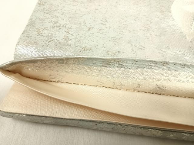 平和屋着物◎西陣 服部織物謹製 六通柄袋帯 こはく錦 枝花文 金銀糸 引箔 正絹 逸品 AABJ0743yx