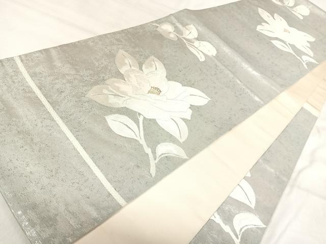 平和屋着物◎西陣 服部織物謹製 六通柄袋帯 こはく錦 枝花文 金銀糸 引箔 正絹 逸品 AABJ0743yx