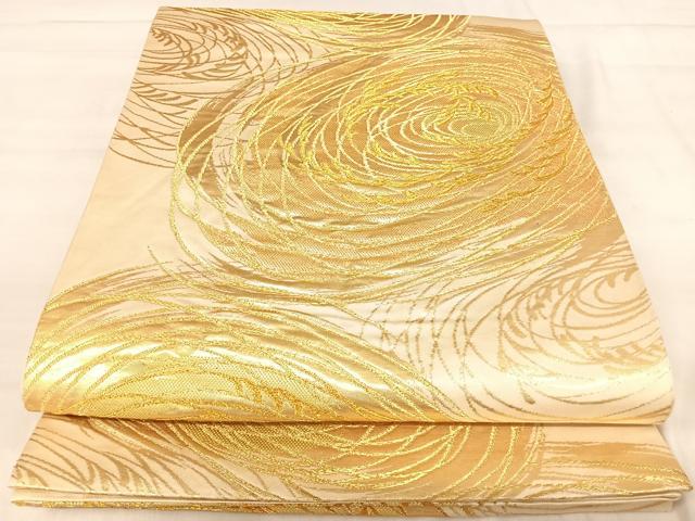 平和屋着物◎六通柄袋帯 根柳 金糸 正絹 逸品 AABJ0746yx