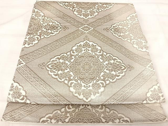 平和屋着物◎六通柄袋帯 花菱文 やまとオリジナル 銀糸 正絹 逸品 AABJ0753yx