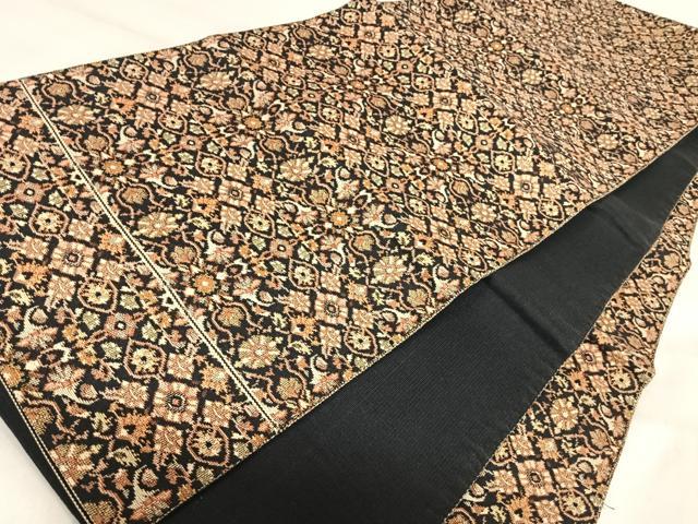 平和屋着物◎全通柄 京袋帯 更紗花文 正絹 逸品 AABJ0757yx