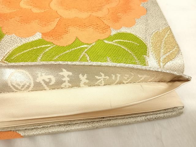 平和屋着物◎六通柄袋帯 唐織 牡丹 やまとオリジナル 金銀糸 正絹 逸品 AABJ0767yx