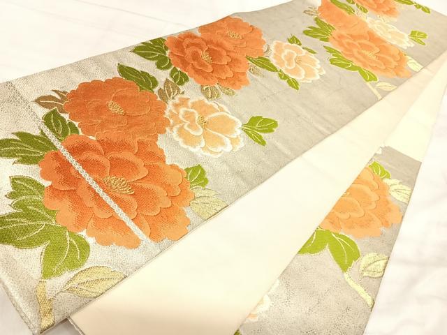 平和屋着物◎六通柄袋帯 唐織 牡丹 やまとオリジナル 金銀糸 正絹 逸品 AABJ0767yx
