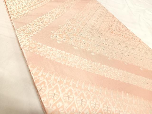 平和屋着物◎六通柄袋帯 唐織 飾花文 銀糸 丸栄謹製 正絹 逸品 AABJ0782yx