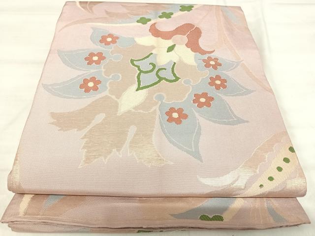 平和屋着物◎全通柄 本袋帯 更紗花文 金糸 正絹 逸品 AABJ0783yx