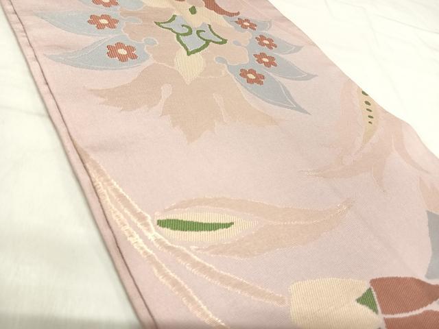 平和屋着物◎全通柄 本袋帯 更紗花文 金糸 正絹 逸品 AABJ0783yx