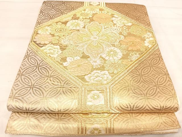 平和屋着物◎六通柄袋帯 唐織 蜀江花文 金糸 正絹 逸品 AABJ0784yx