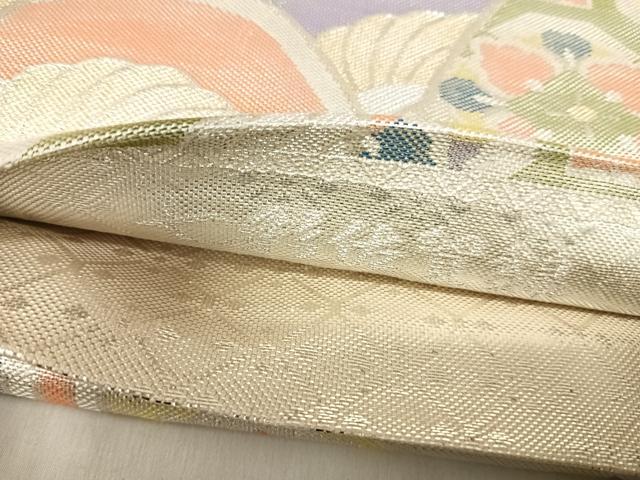 平和屋着物◎七彩佐賀錦 六通柄袋帯 吉祥花文 金銀糸 正絹 逸品 AABJ0791yx