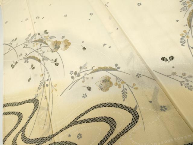 平和屋着物*夏物 訪問着 紗 刺繍 流水舞花文 暈し染め 金彩 銀糸 ロング丈 正絹 逸品 AABJ0806cs