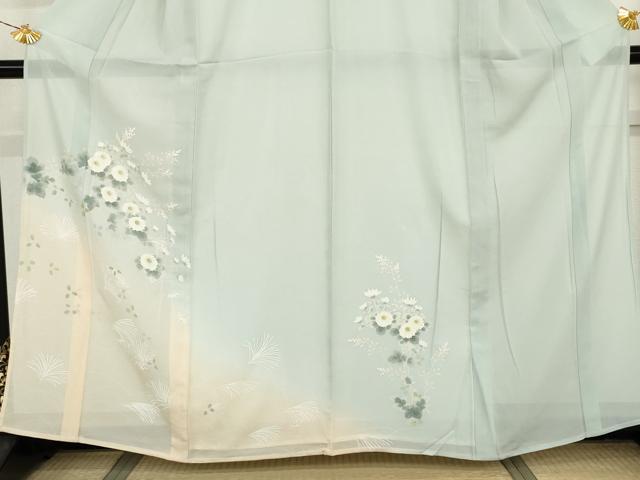 平和屋着物*夏物 訪問着 絽 手描き 枝花文 暈し染め 正絹 逸品 AABJ0809cs