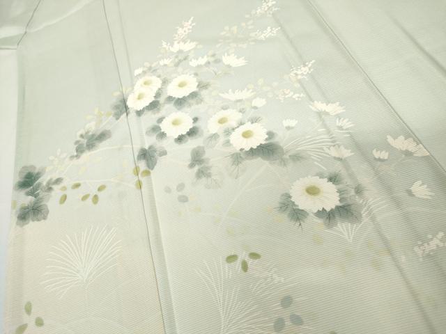 平和屋着物*夏物 訪問着 絽 手描き 枝花文 暈し染め 正絹 逸品 AABJ0809cs
