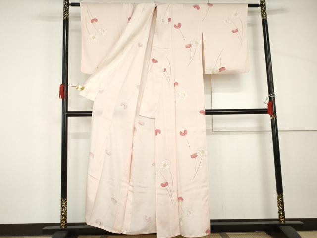 平和屋着物*夏物 小紋 絽 手描き 枝花文 正絹 逸品 AABJ0814cs