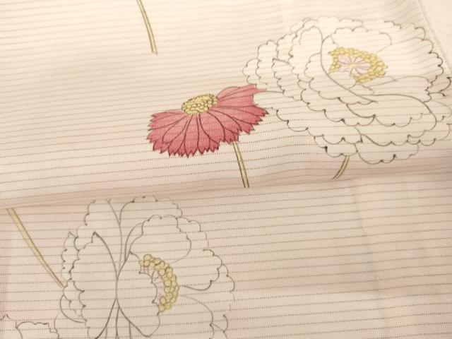 平和屋着物*夏物 小紋 絽 手描き 枝花文 正絹 逸品 AABJ0814cs