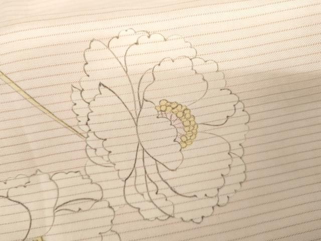 平和屋着物*夏物 小紋 絽 手描き 枝花文 正絹 逸品 AABJ0814cs