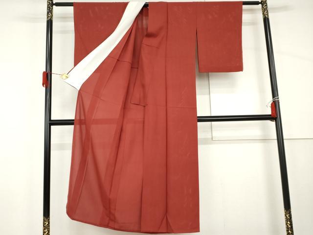 平和屋着物*夏物 色無地 絽 茜色 正絹 逸品 AABJ0817cs