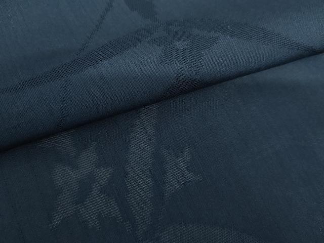 平和屋着物*夏物 色無地 草花紋紗 青藍色 正絹 逸品 未使用 AABJ0880cs