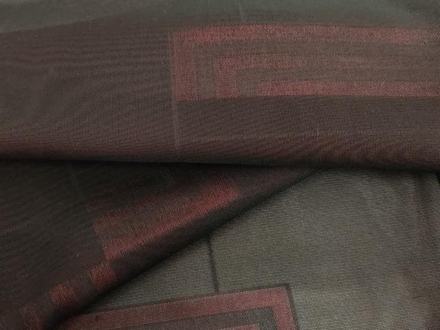 平和屋着物*夏物 小紋 紗 幾何学格子 黒地 正絹 逸品 未使用 AABJ0885cs
