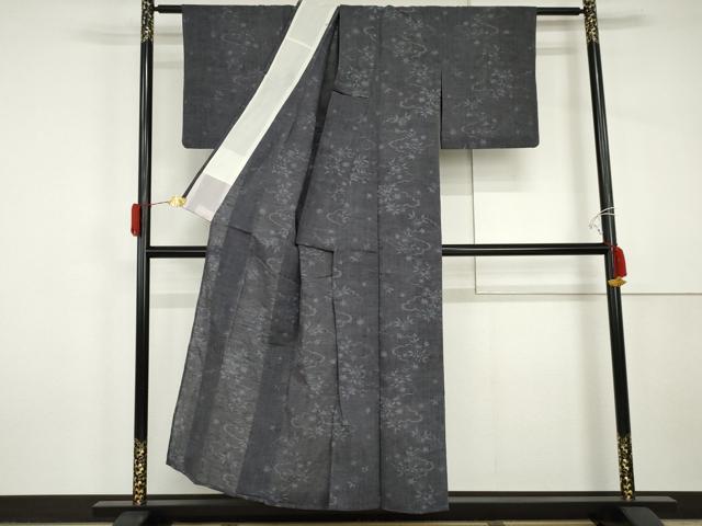 平和屋着物*夏物 小紋 紗 雲取り草花文 AABJ0890cs