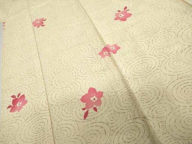 平和屋着物*夏物 小紋 絽 流水草花文 正絹 逸品 AABJ0898cs