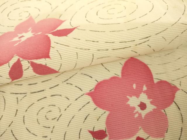 平和屋着物*夏物 小紋 絽 流水草花文 正絹 逸品 AABJ0898cs