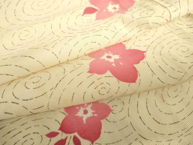 平和屋着物*夏物 小紋 絽 流水草花文 正絹 逸品 AABJ0898cs