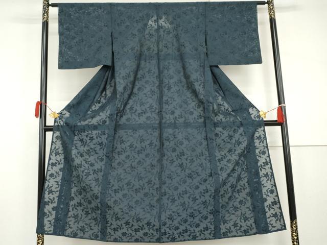 平和屋着物*夏物 お召 風通紗 更紗花文 正絹 逸品 AABJ0910cs