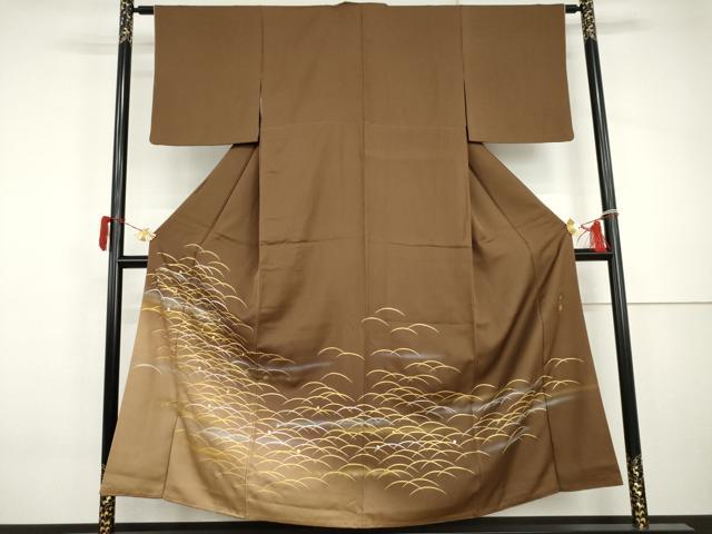 平和屋着物●人間国宝 福田喜三郎 色留訪問着 露芝文 暈し染め 金銀彩 鈴乃屋扱い 正絹 逸品 AABJ0915cs