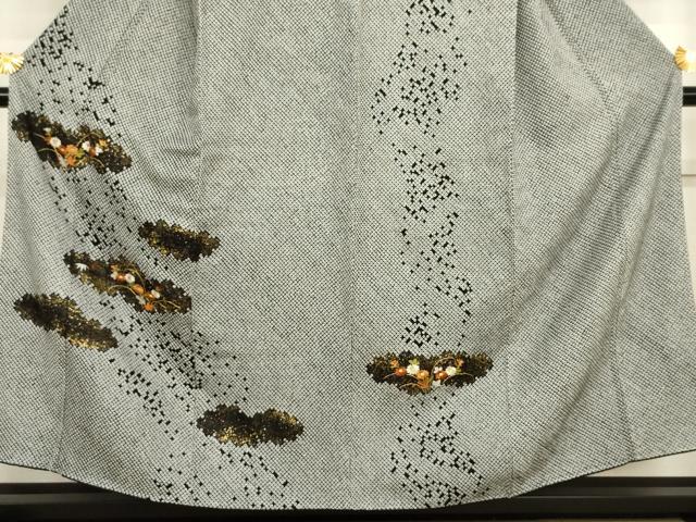 平和屋着物●訪問着 総絞り 刺繍 草花文 黒地 金糸 金彩 正絹 逸品 AABJ0918cs