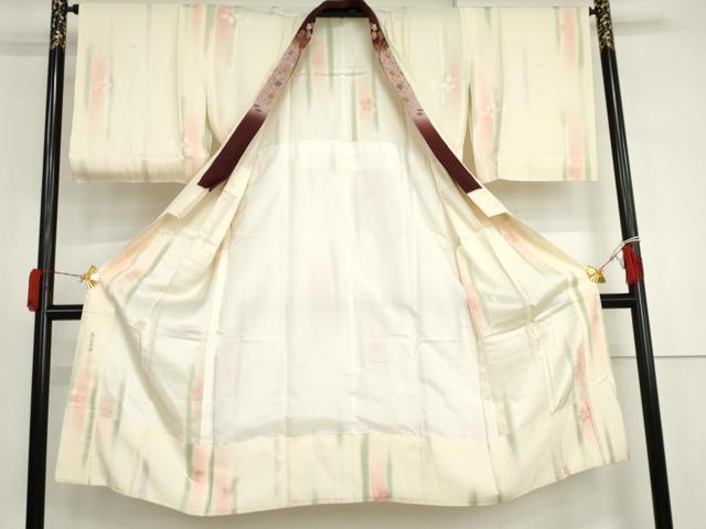 平和屋着物●長襦袢 無双仕立て 舞花地紋 暈し染め 半衿刺繍 正絹 逸品 AABJ0932cs