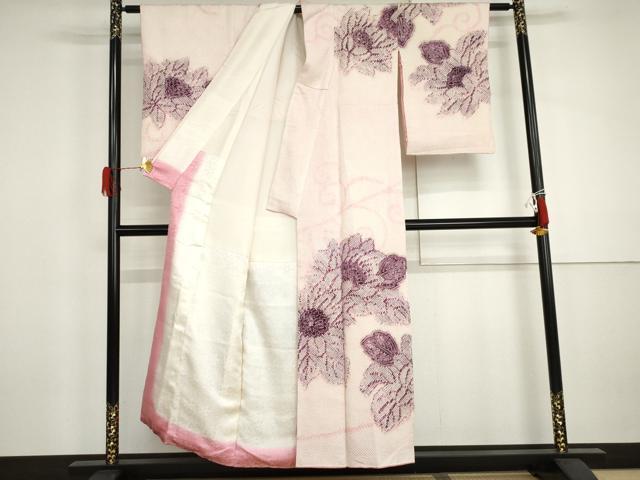 平和屋着物●訪問着 総絞り 草花文 正絹 逸品 AABJ0935cs