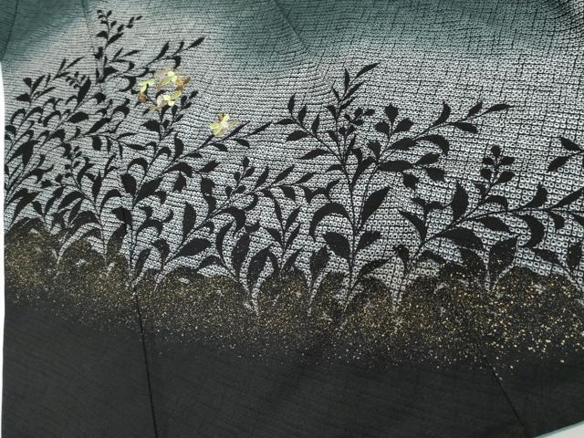 平和屋着物●訪問着 刺繍 枝葉丸文 枝葉シルエット 暈し染め 金糸 金彩 正絹 逸品 AABJ0937cs