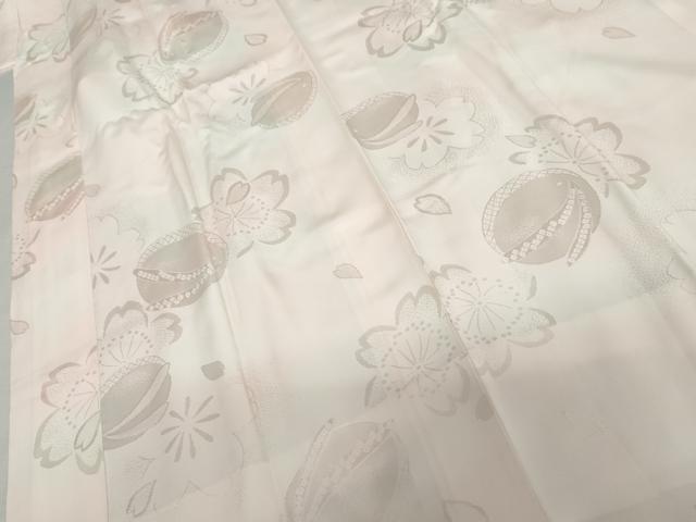 平和屋着物●長襦袢 袷 桜雪兎地紋 暈し染め 正絹 逸品 AABJ0941cs