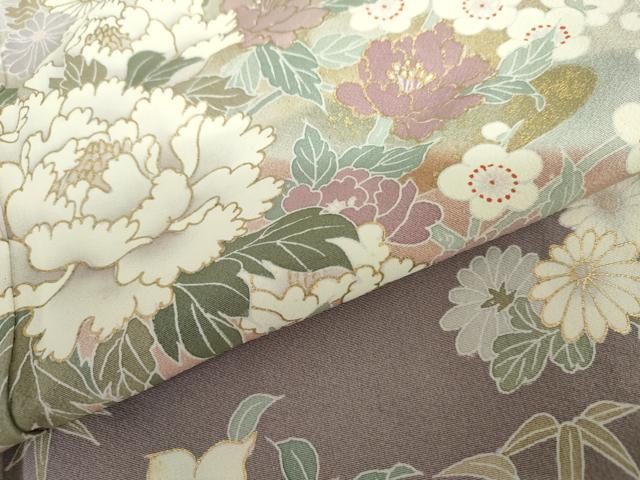 平和屋着物●訪問着 作家物 枝花文 暈し染め 金彩 正絹 逸品 AABJ0943cs