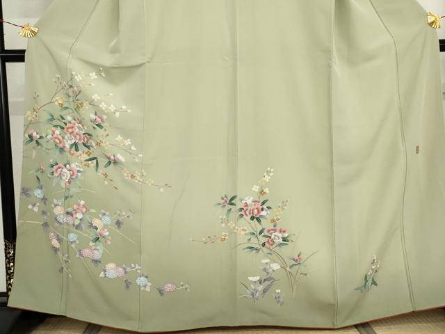 平和屋着物●訪問着 友禅 作家物 茂樹 枝花文 暈し染め 正絹 逸品 AABJ0946cs