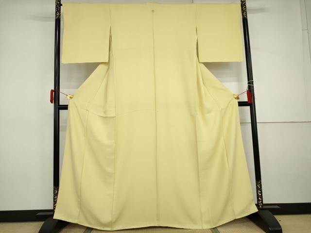 平和屋着物●上質な色無地 淡黄色 正絹 逸品 AABJ0947cs