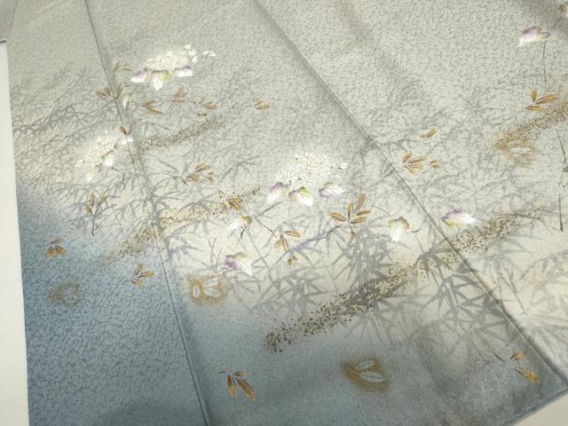 平和屋着物●和紙染染色作家・植村彩弘 訪問着 手描き 枝花文 暈し染め 金彩 やまと金ラベル 正絹 逸品 AABJ0949cs