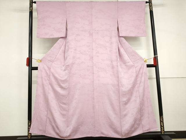 平和屋着物●上質な色無地 芝花地紋 紅藤色 正絹 逸品 AABJ0956cs