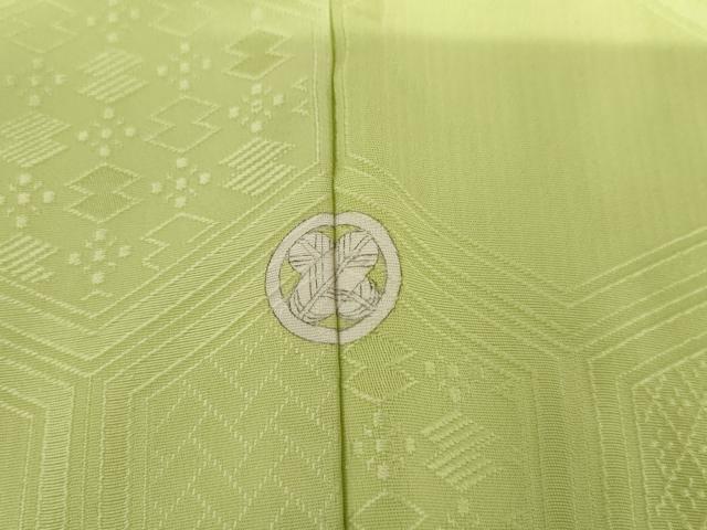 平和屋着物●上質な色無地 亀甲花地紋 若菜色 正絹 逸品 AABJ0957cs